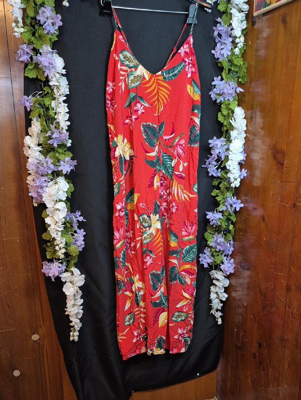 Old Navy Red Tropical Floral Slip Dress